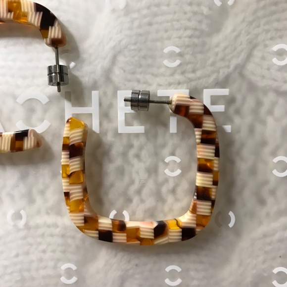 NWT Machete Midi Square Hoops in Tortoise Checker - Picture 4 of 4
